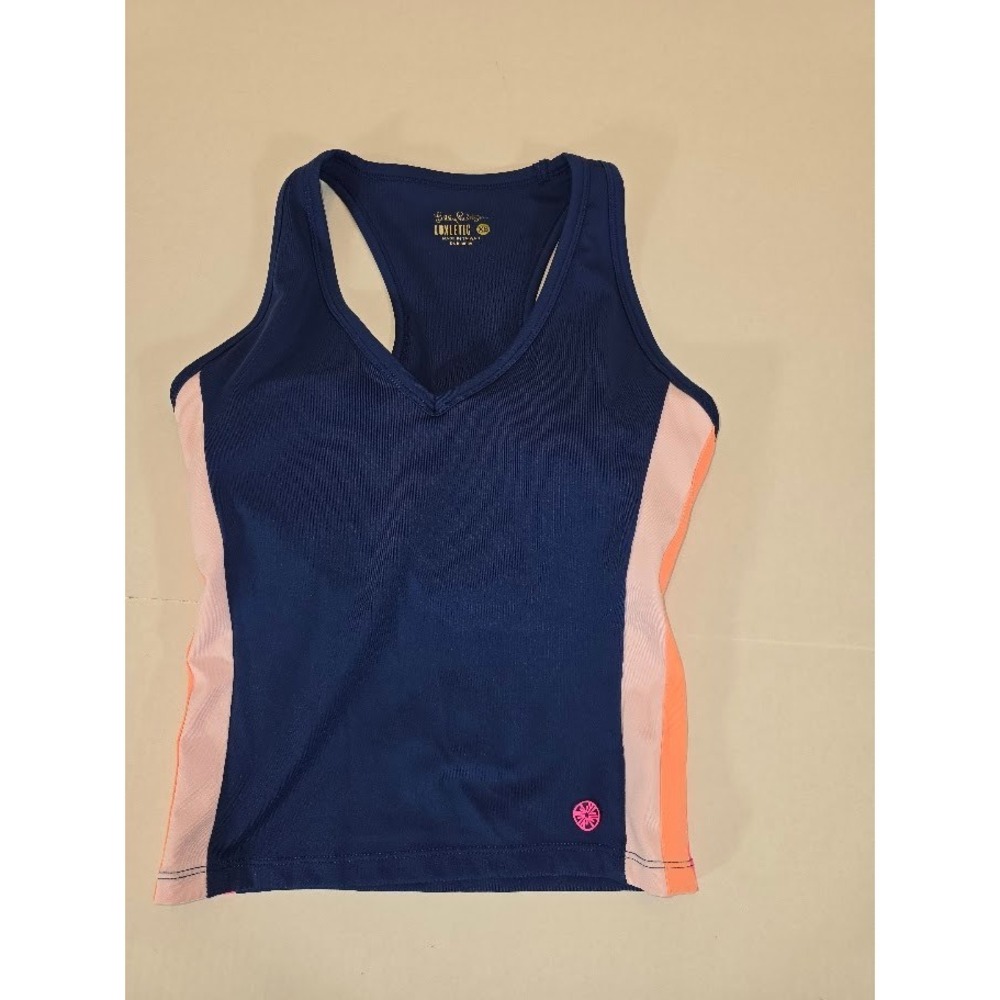 Lilly Pulitzer Luxletic XS Racerback Tank Top Activewear‎ Athletic Blue Pink XS